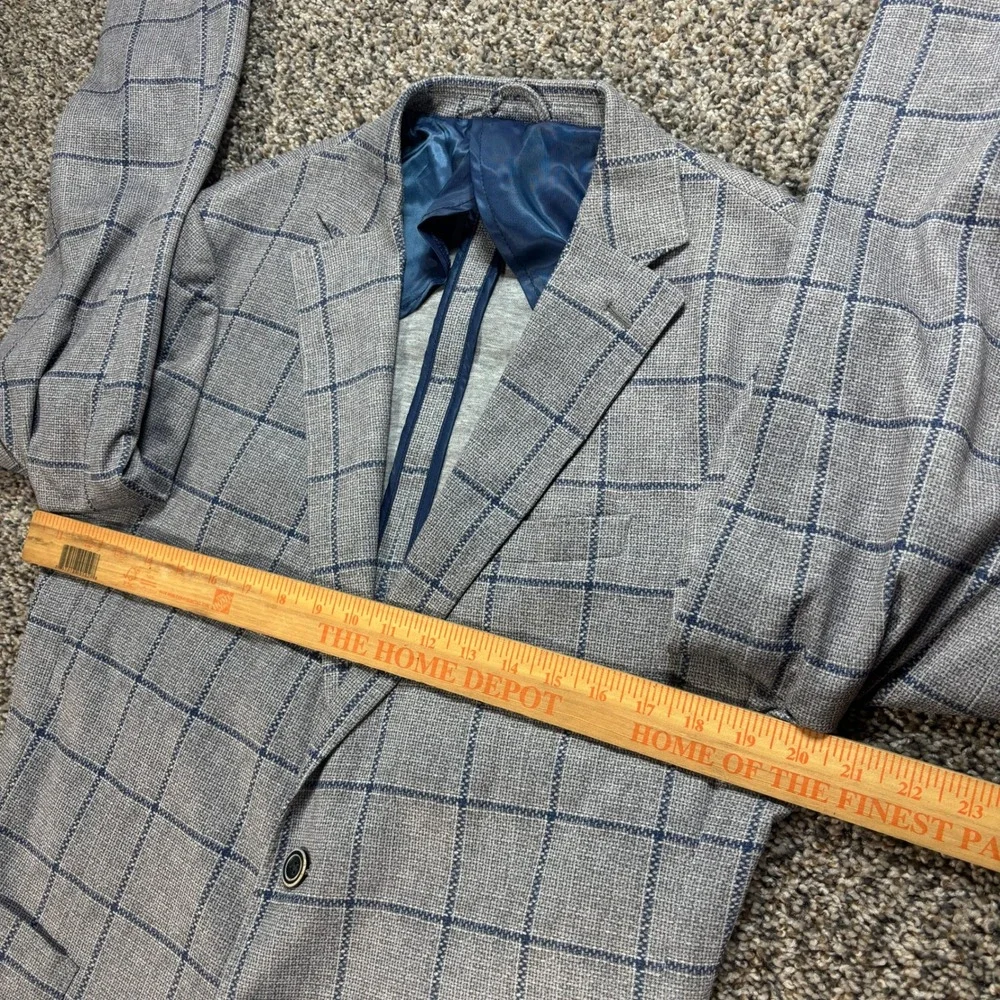 Johnnie-O Ascot Shop La Jolla Men's 42R Blazer Sport Coat Grey Blue Windowpane